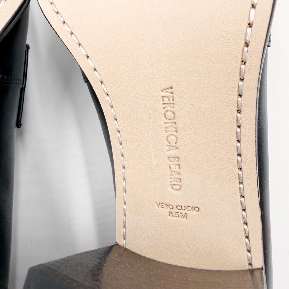 Veronica Beard Penny 70 Loafer Pumps Black Leather Block‎ Heels Sz 8.5 - Picture 11 of 12